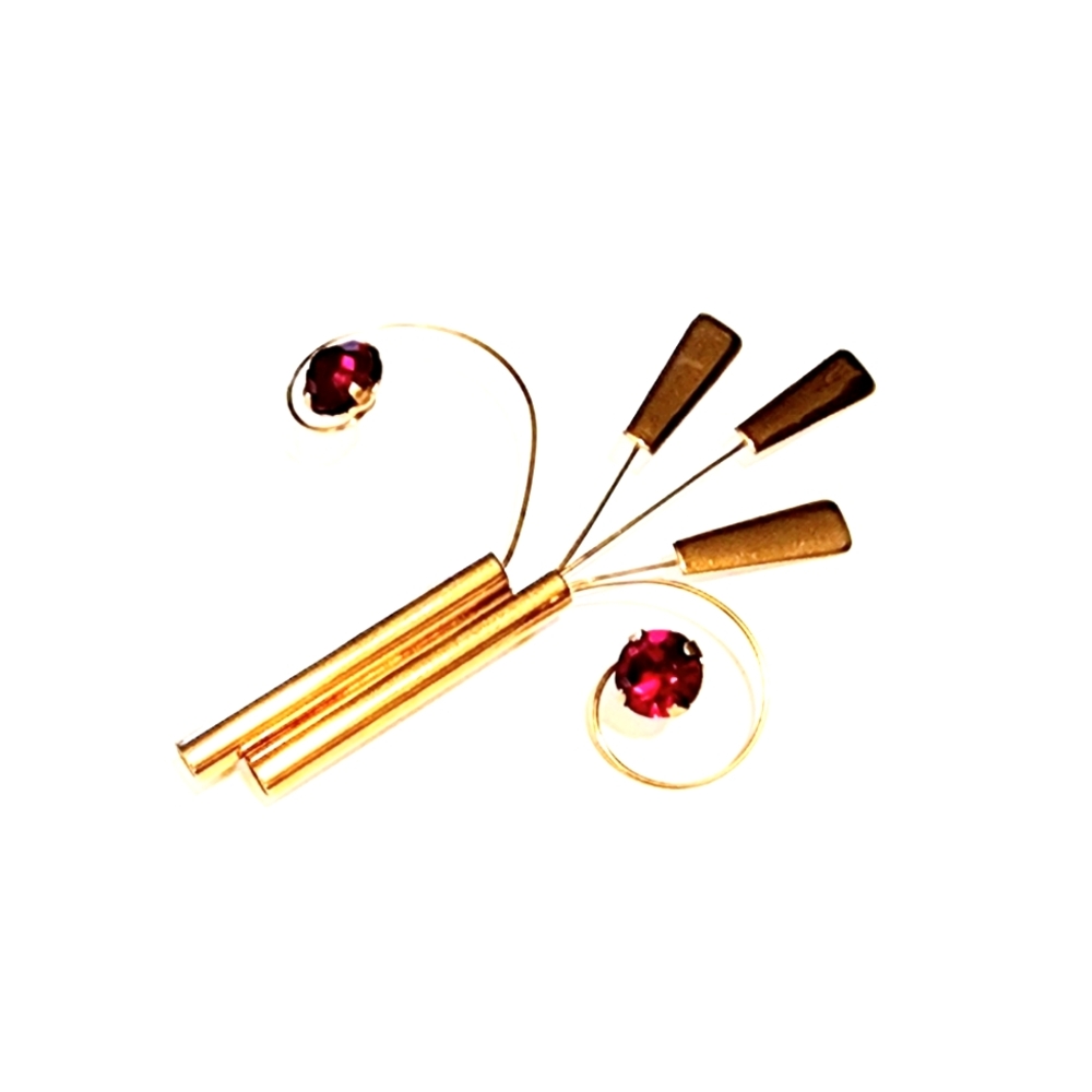 Vintage 1940s Art Deco Gold Tone Stylized Brooch